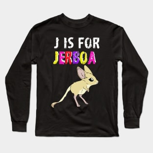 J is for Jerboa - white and Rainbow text cute fluffy animal Long Sleeve T-Shirt